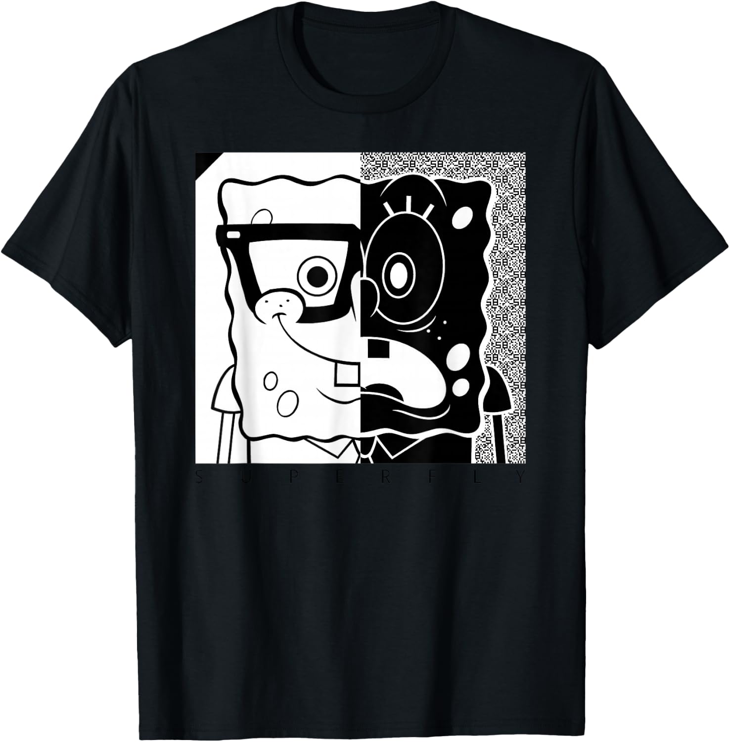 Spongebob Squarepants - Superfly Black and White T-Shirt
