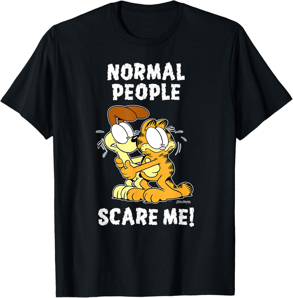 Garfield Normal People Scare Me Cartoon Cat and Dog T-Shirt