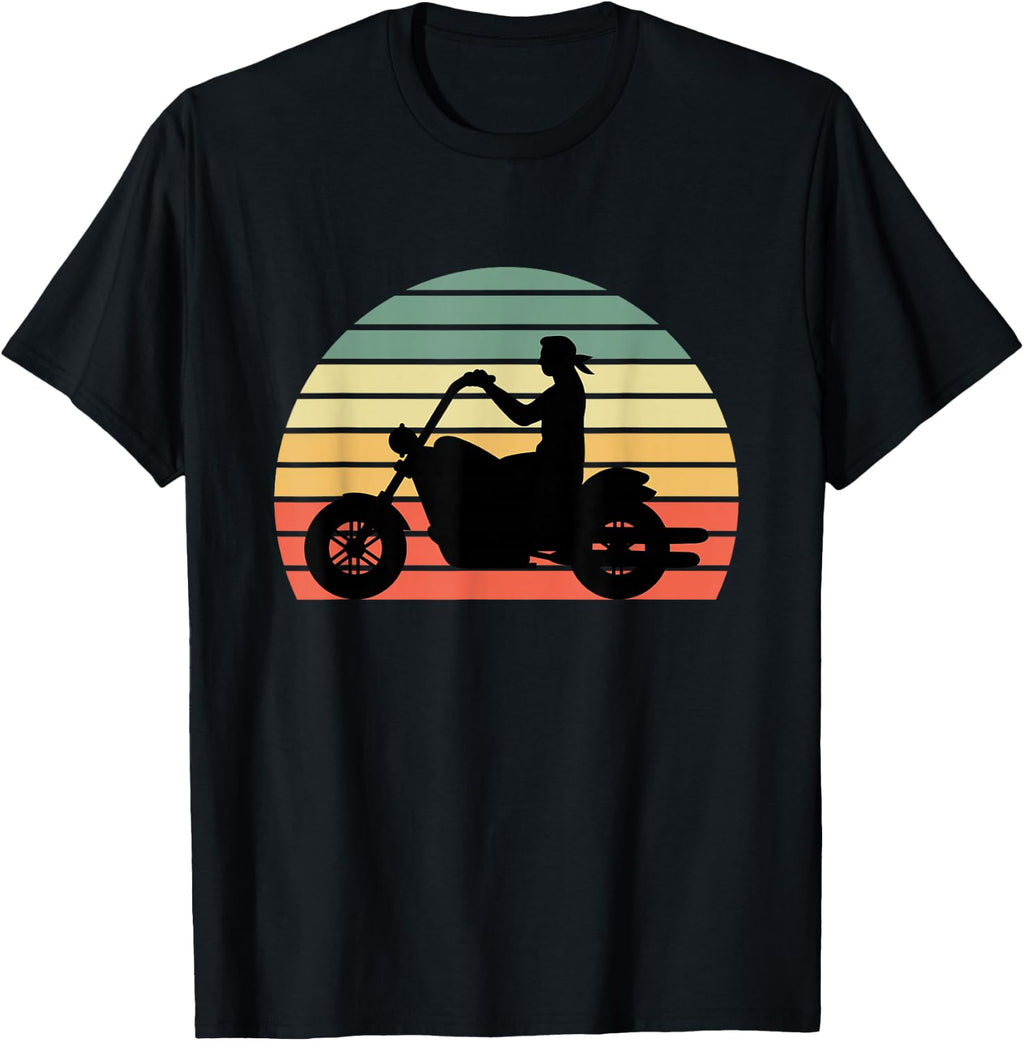 KaizenDesigns Vintage Biker - Retro Motorcycle Silhouette T-Shirt
