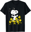 Peanuts Snoopy Chick Party Crew Neck T-Shirt - Classic Fit, Adult, Black