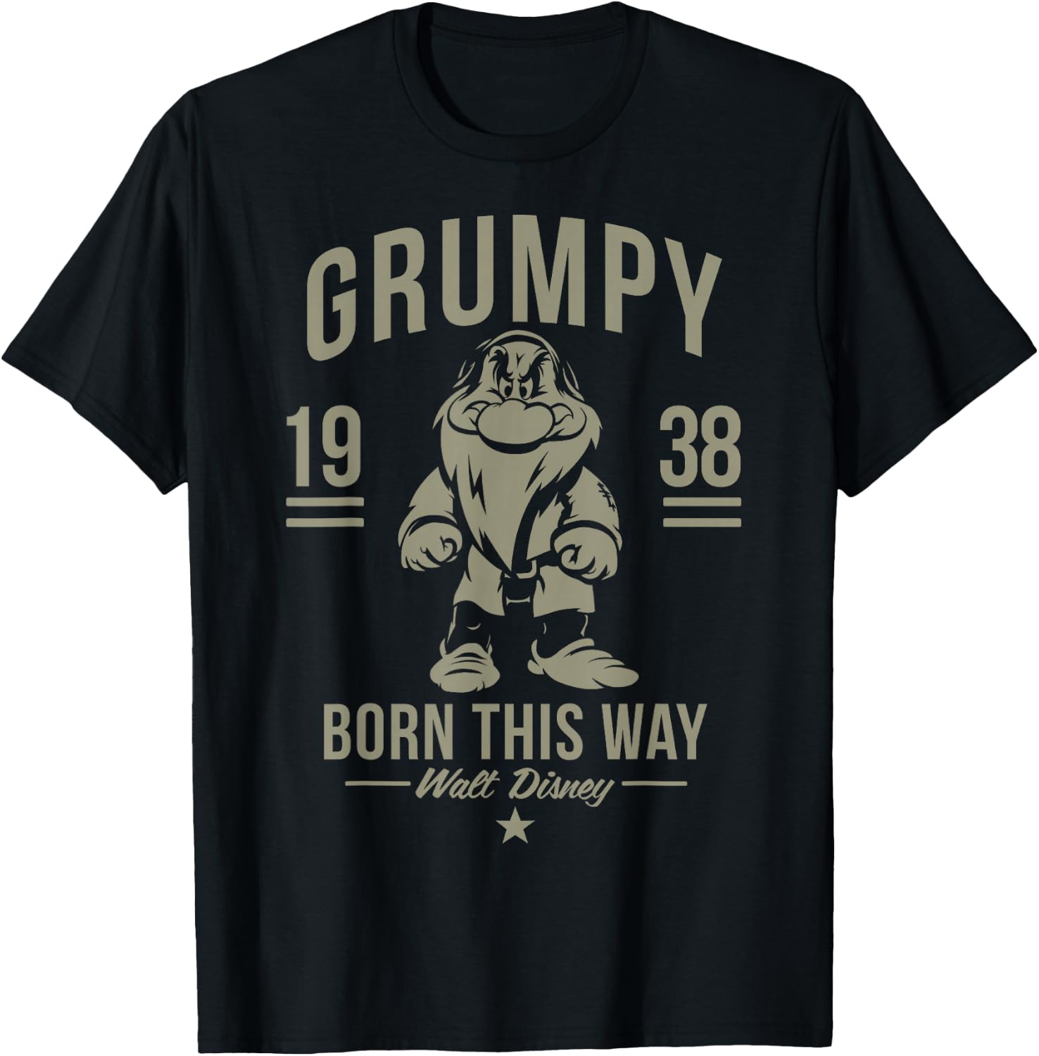 Disney Snow White Grumpy Born This Way 1938 Short Sleeve T-Shirt