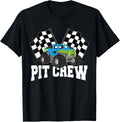 Pit Crew Monster Truck Racing Party and Checked Flag T-Shirt