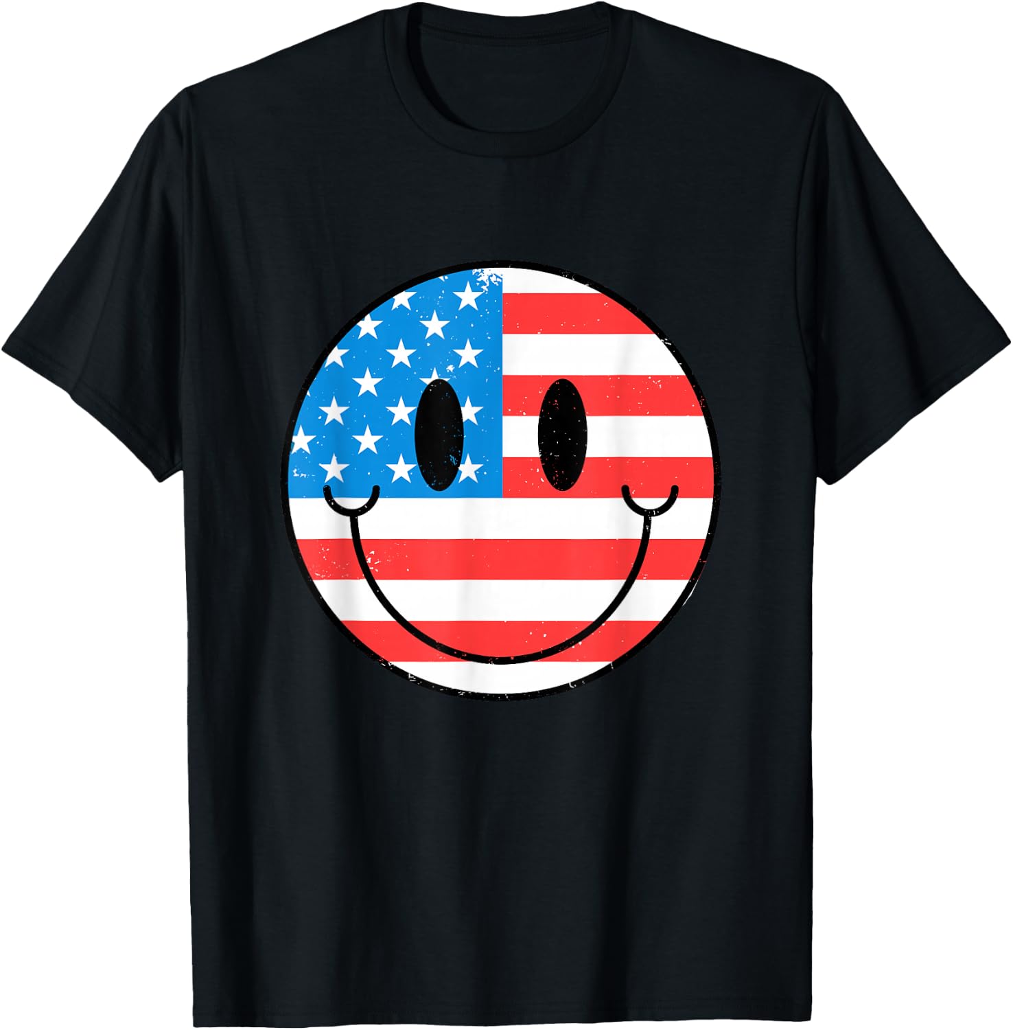 USA Happy Face Smile American Flag 4th Of July T-Shirt