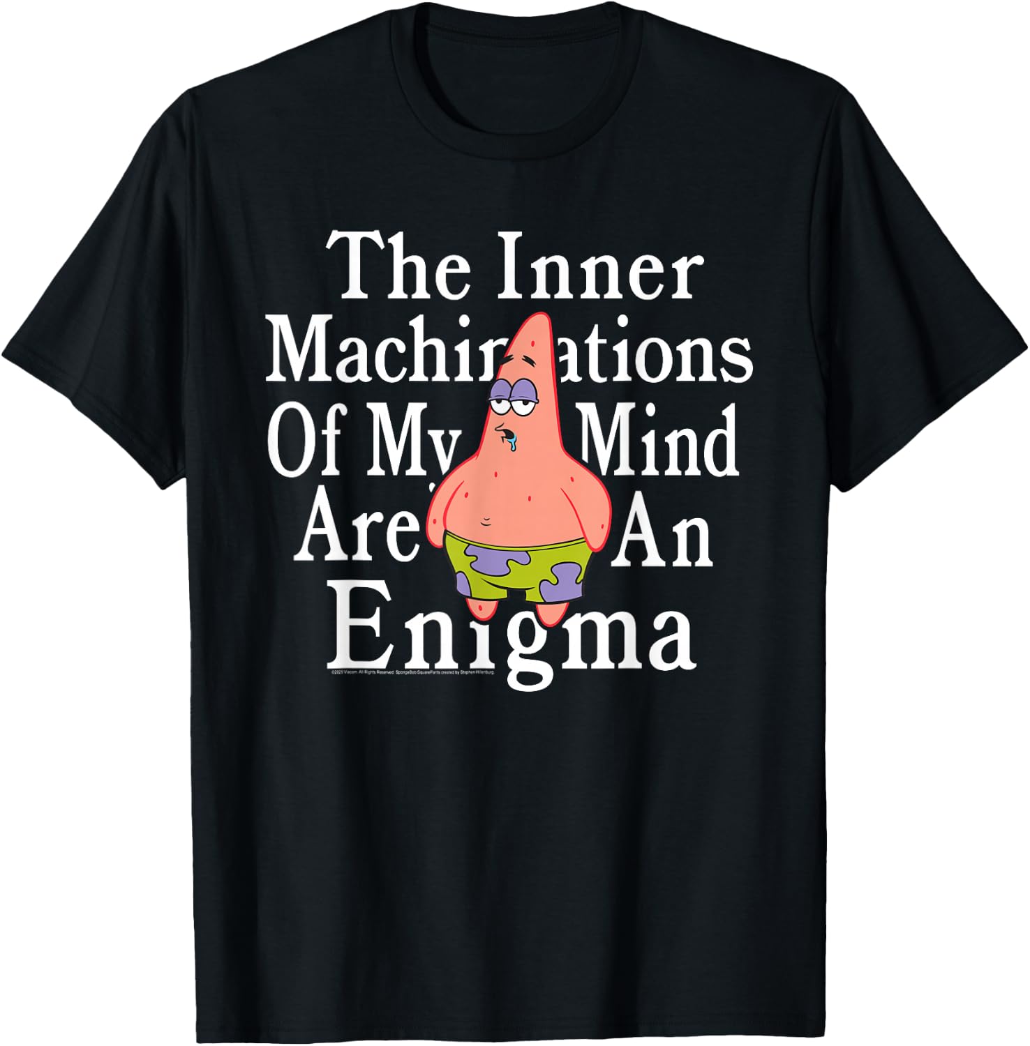 Patrick Star My Mind is an Enigma Funny Existential Cartoon T-Shirt
