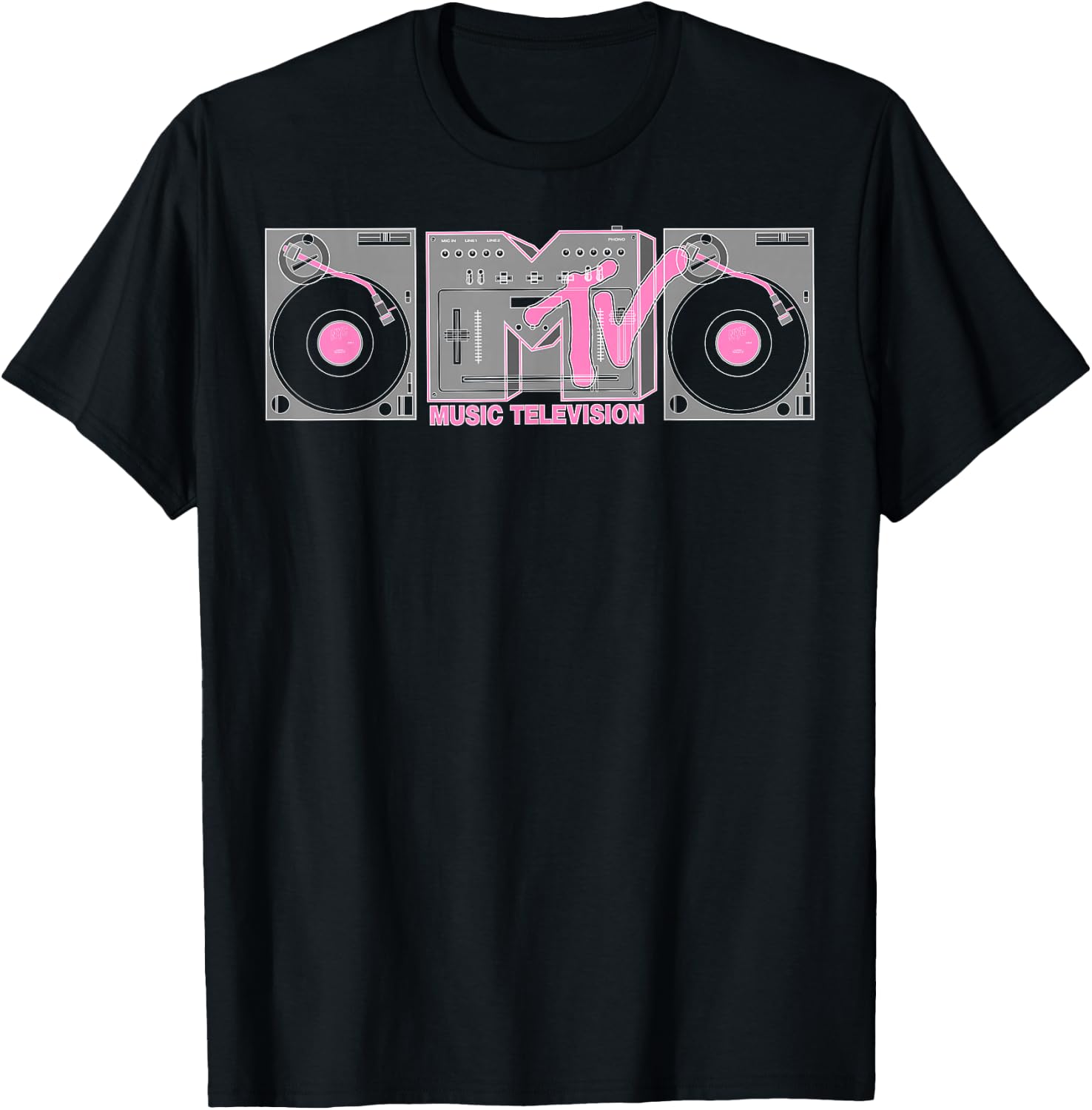 MTV Retro Pink and Gray Boombox Logo Graphic T-Shirt T-Shirt