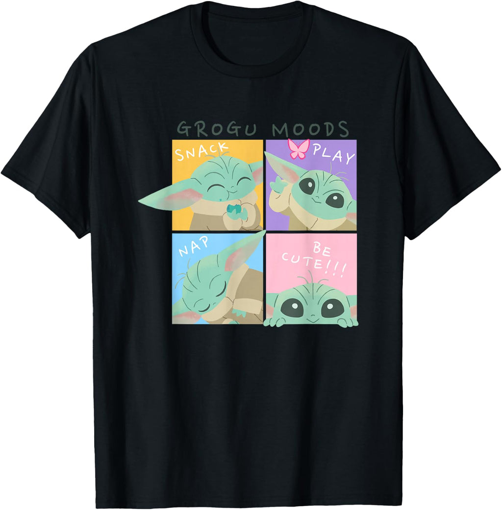 Star Wars The Mandalorian Grogu Mood Chart Snack Nap Play T-Shirt