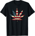 USA Flag Marijuana Leaf - Funny US Flag Pot Weed T-Shirt
