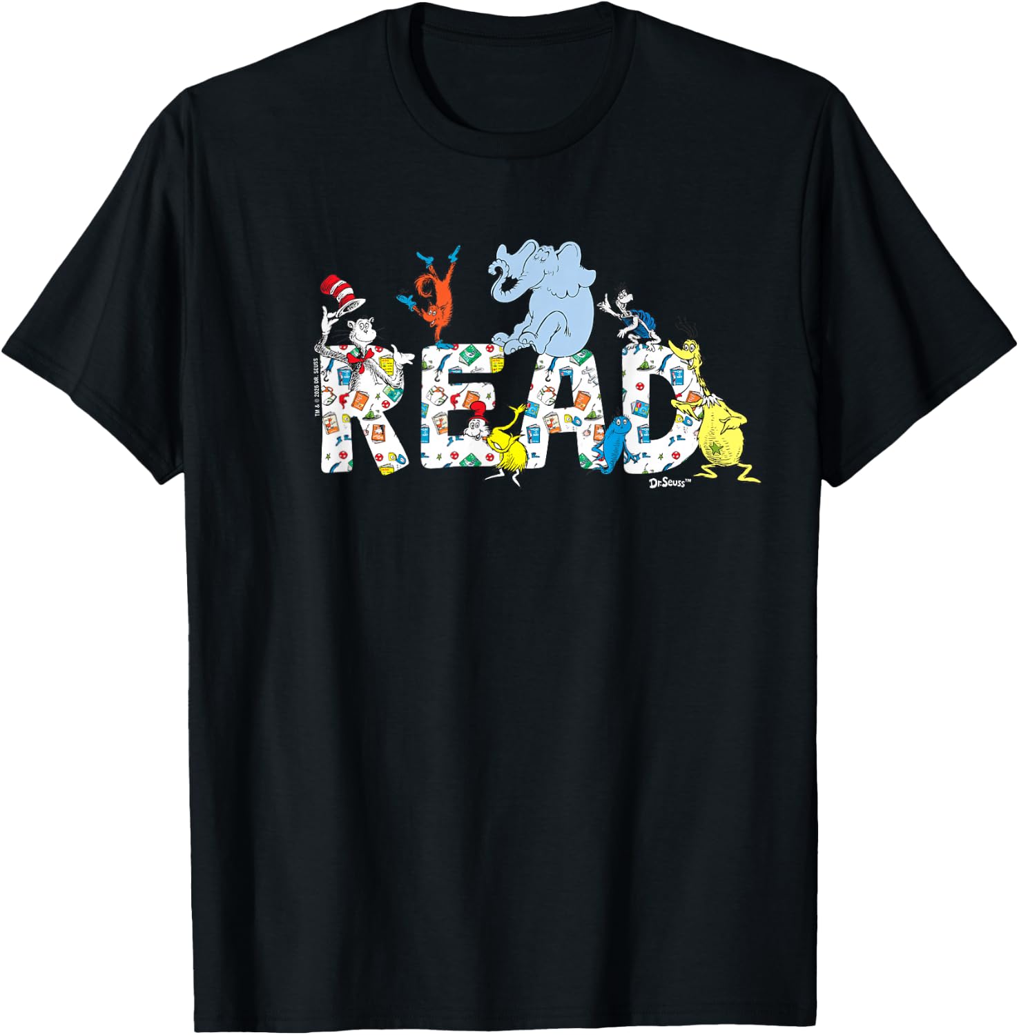 Dr. Seuss Characters Read Design for Youth and Adult T-Shirt