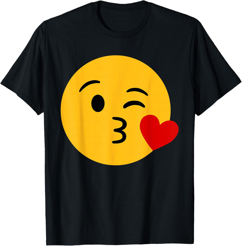 Funny Emoticon Happy Face Cute Winking Lips Blowing Kiss T-Shirt