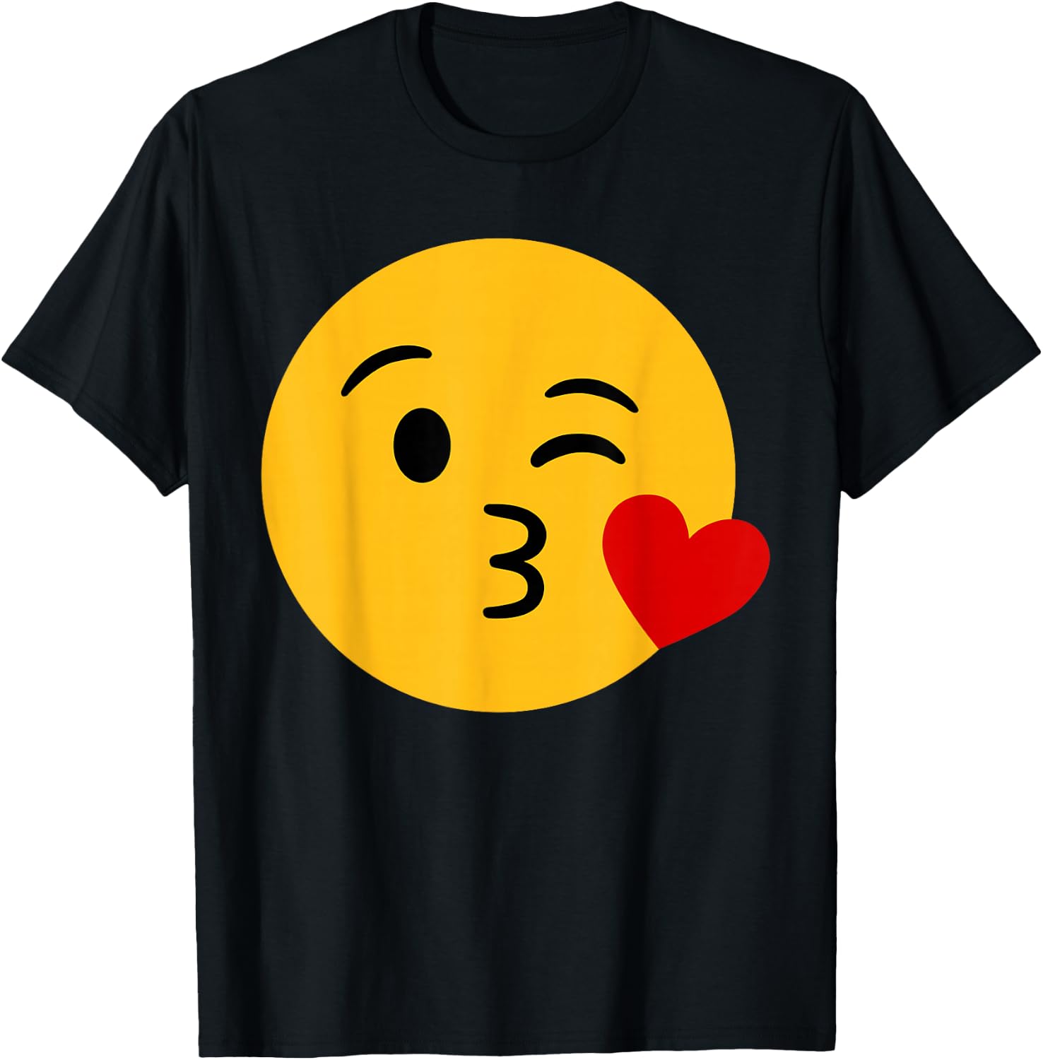 Funny Emoticon Happy Face Cute Winking Lips Blowing Kiss T-Shirt