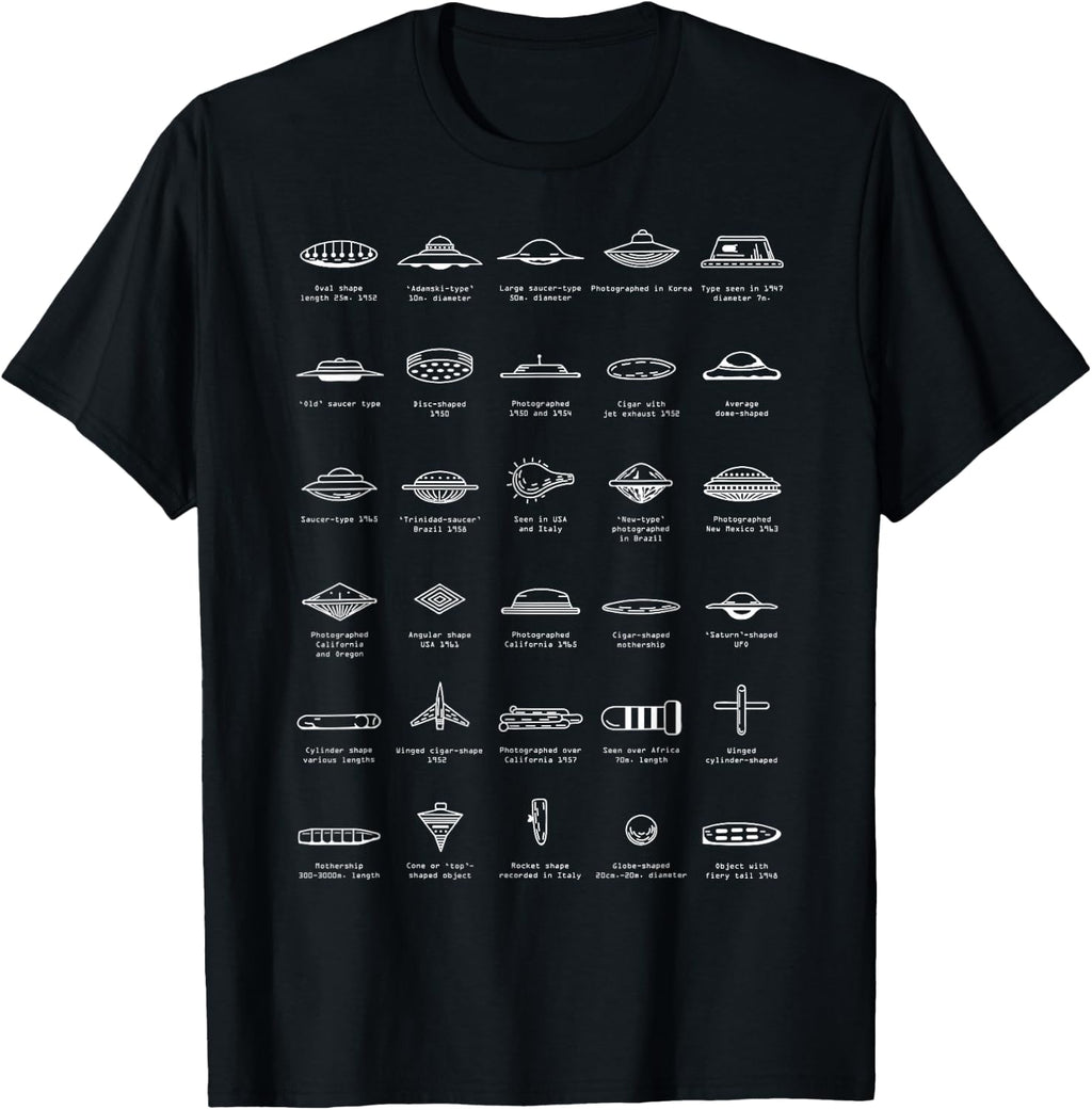 UFO Types Flying Saucer Model Alien Space Gift T-Shirt