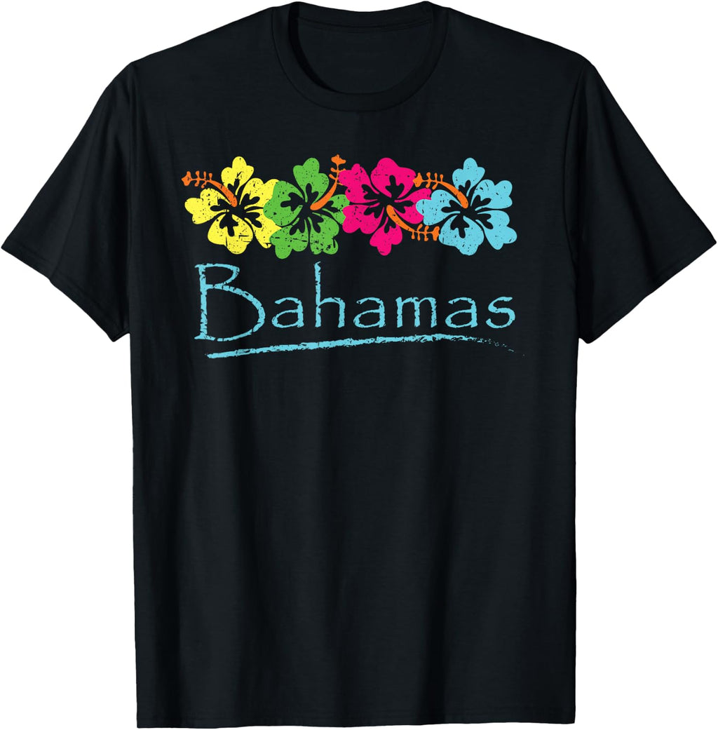 Bahamas Exotic Tropical Beach and Vacation Vintage Print T-Shirt Small