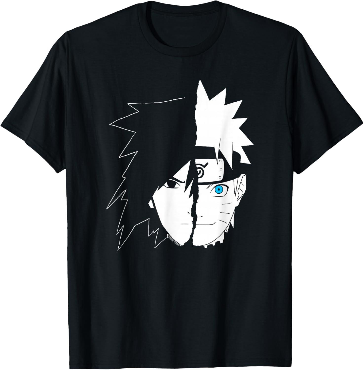 Naruto Sasuke Split Face Anime T-Shirt