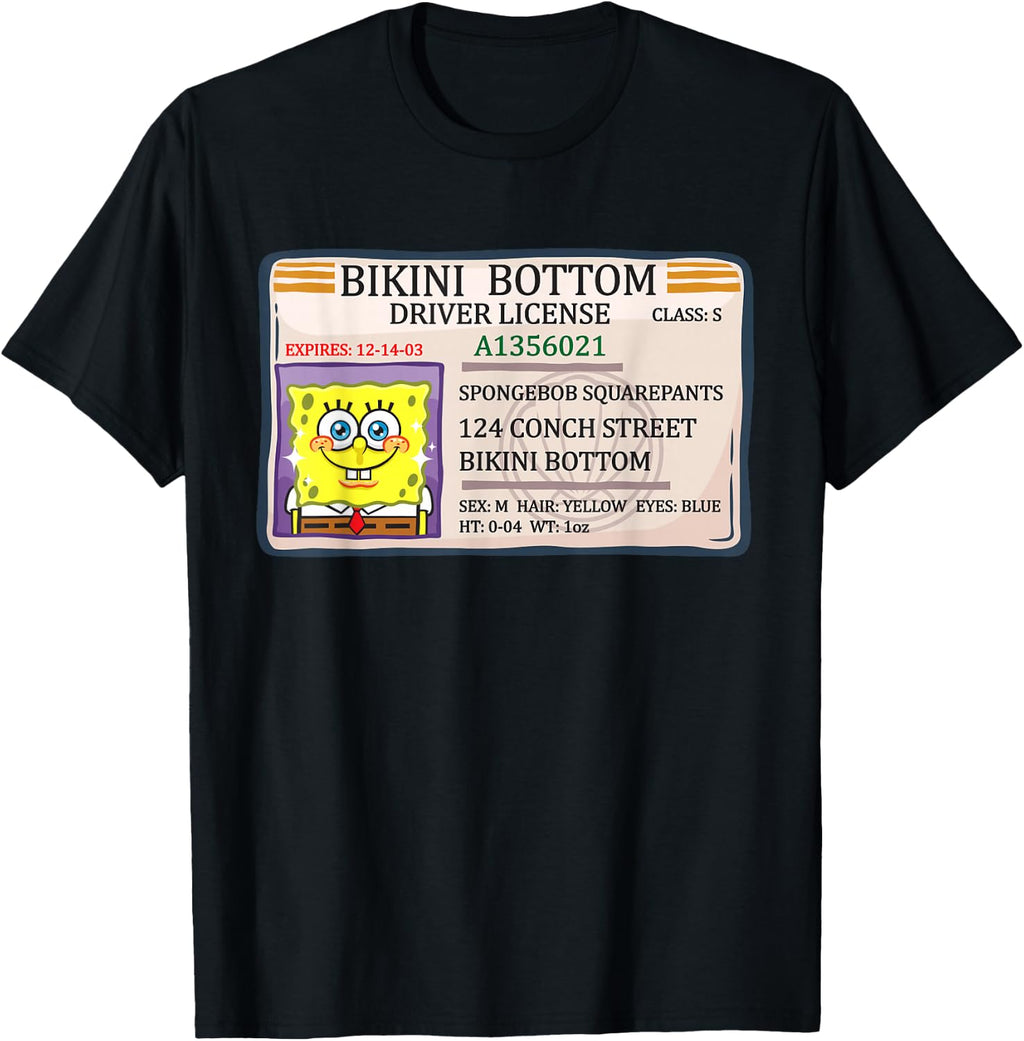 Spongebob Bikini Bottom Spongebob Driver License Spongebob T-Shirt