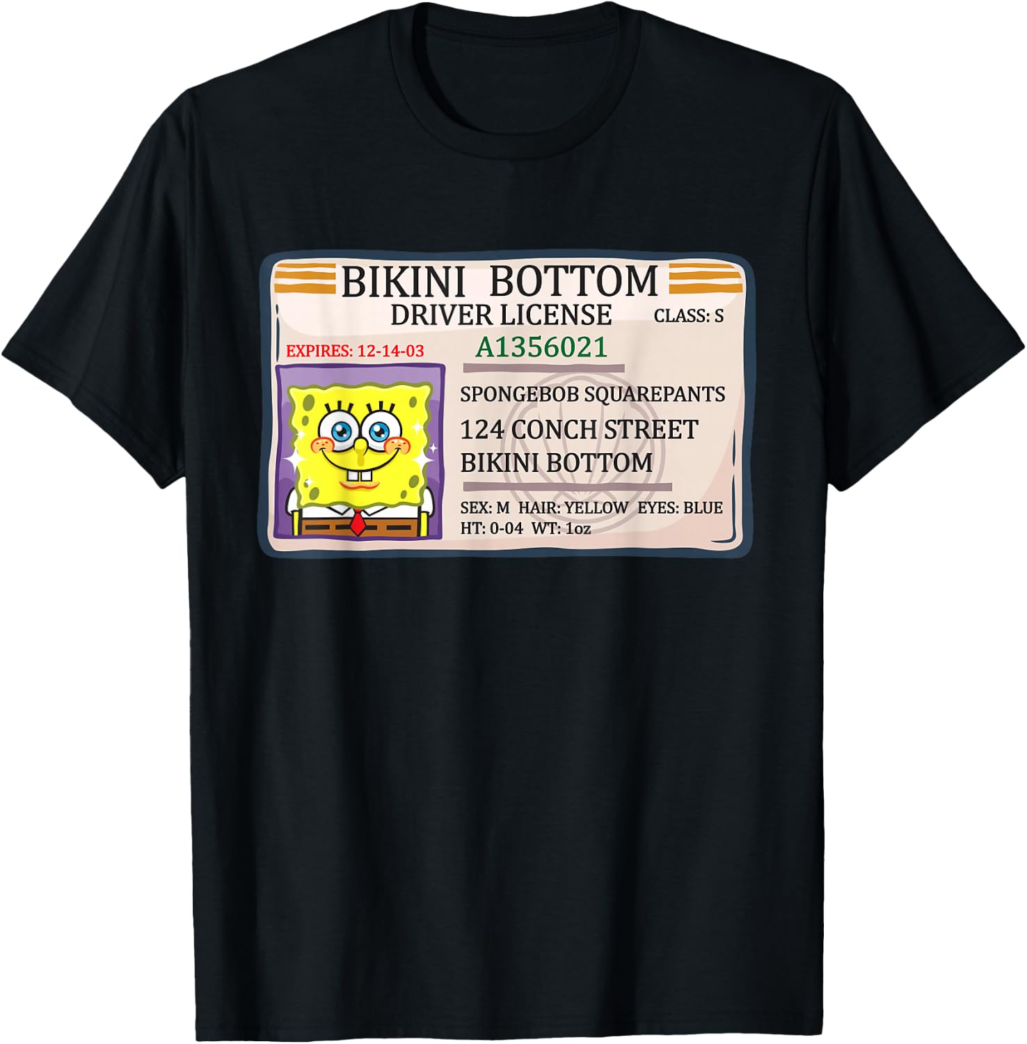 Spongebob Bikini Bottom Spongebob Driver License Spongebob T-Shirt