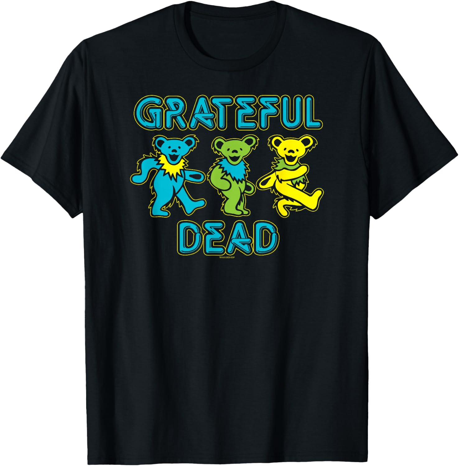Grateful Dead Three Dancing Bears Neon Letters Vintage Band T-Shirt