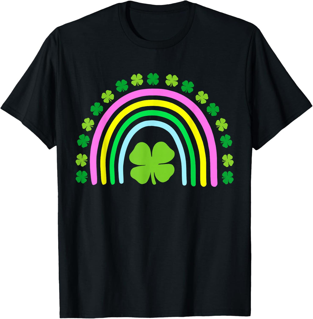 Green Four Leaf Clover Rainbow St Patrick's Day T-Shirt