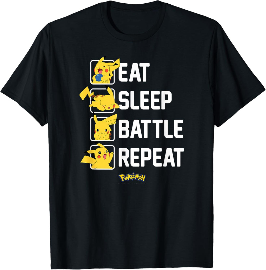 Pokémon - Eat Sleep Battle Repeat Pikachu T-Shirt