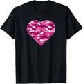 Pink Camouflage Heart Minimalist Pink Camo Heart T-Shirt
