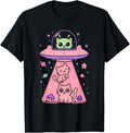 Cat UFO Cute Funny Kitty Kawaii Space Pink Spaceship Alien T-Shirt