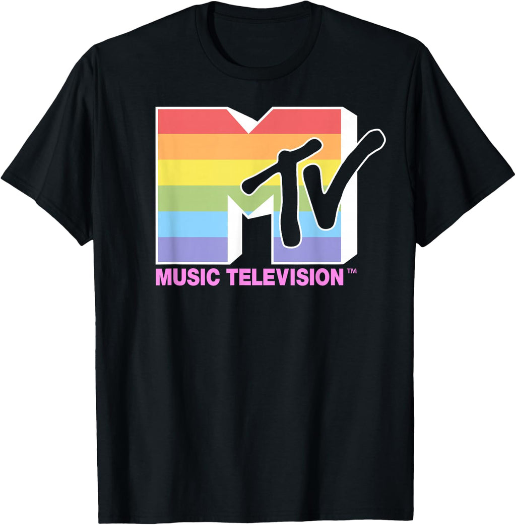 MTV Music Television Rainbow Pride Logo Fill T-Shirt