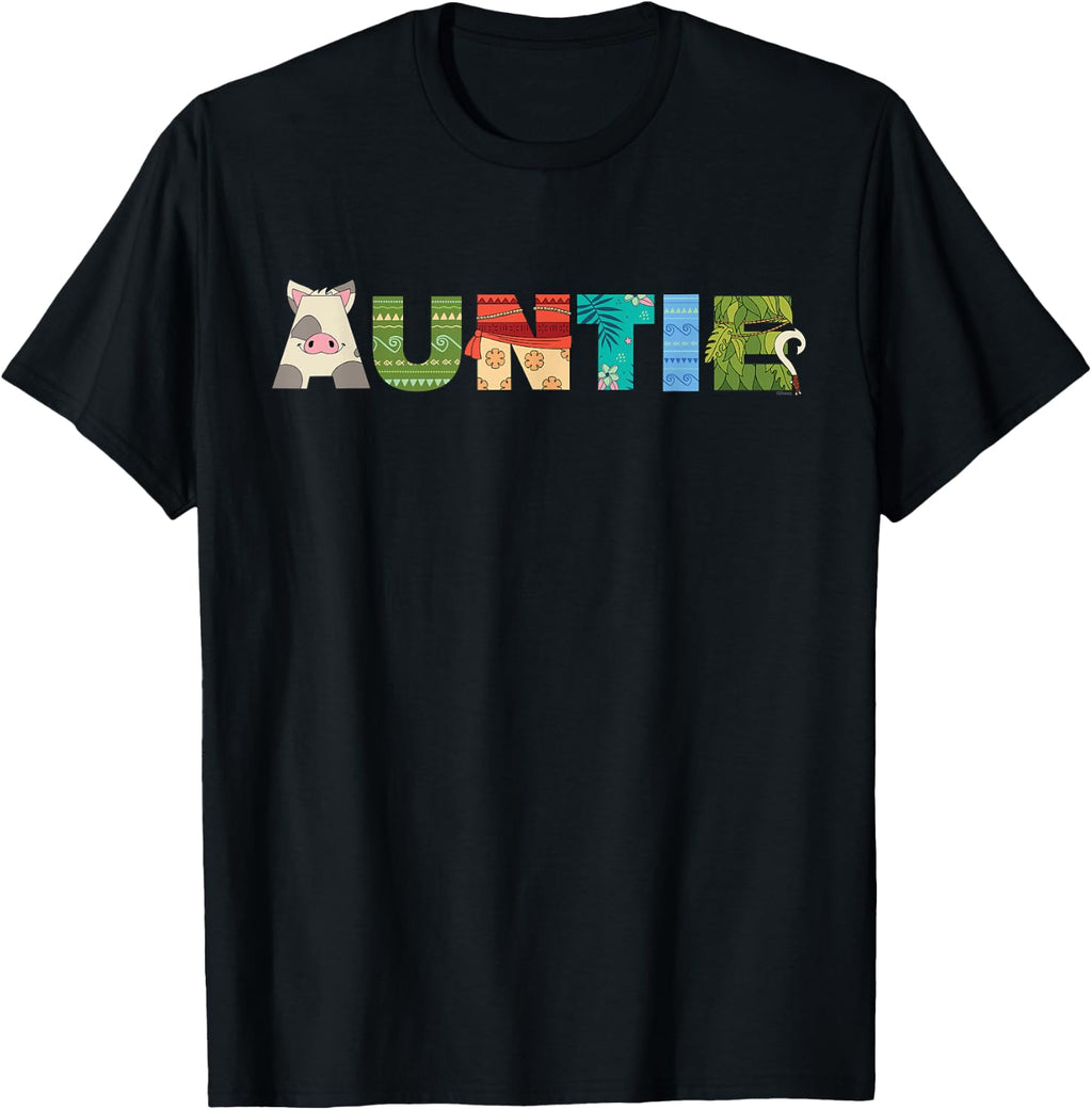 Disney Moana Letters Auntie Birthday Gift Family Disney Trip T-Shirt