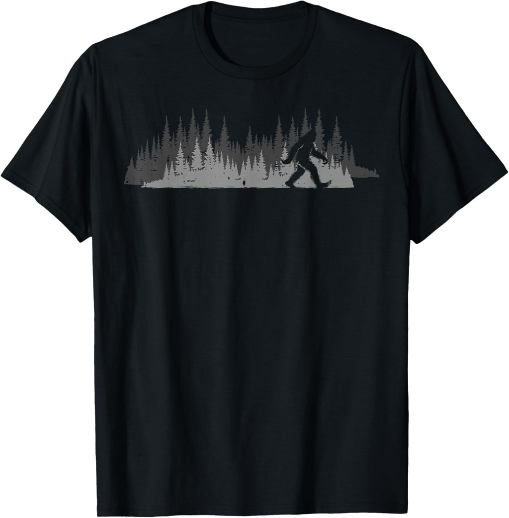 Bigfoot Walking Forest Sasquatch Woods T-Shirt Tee for Men Women Kids