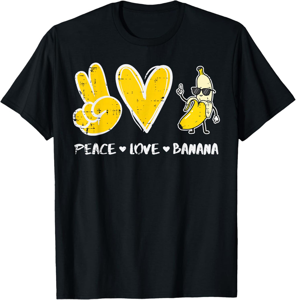 Peace Love Banana Funny Fruit Food Vegan Women Men Kids T-Shirt