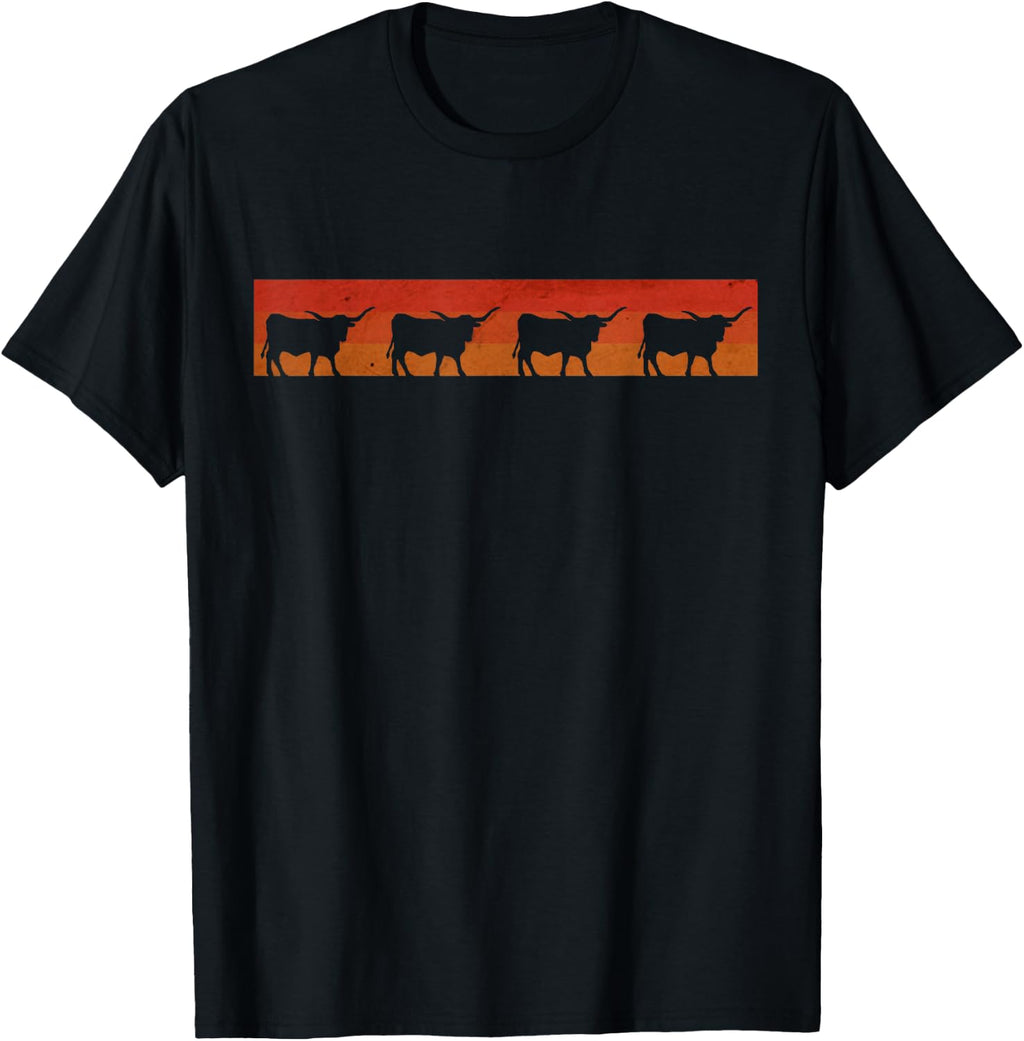 Vintage Retro Longhorn Shirt Cow Farm Animal Gift T-Shirt