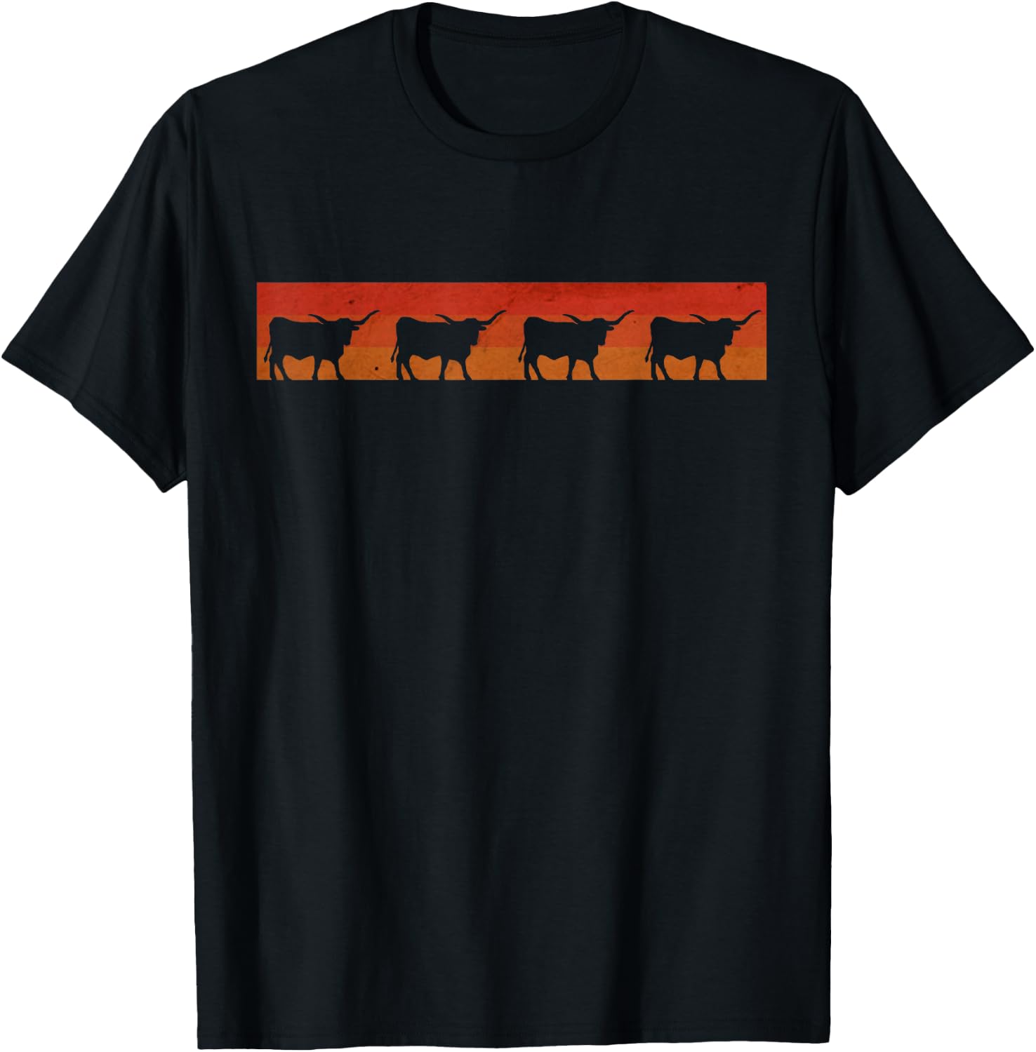 Vintage Retro Longhorn Shirt Cow Farm Animal Gift T-Shirt