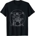 Drummer Tshirt Vitruvian Man Drumming Musician Drummers T-Shirt