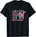 MTV Floral Vintage Embroidery Style Logo Fill T-Shirt