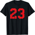 Number #23 Red Distressed Varsity Number T-Shirt
