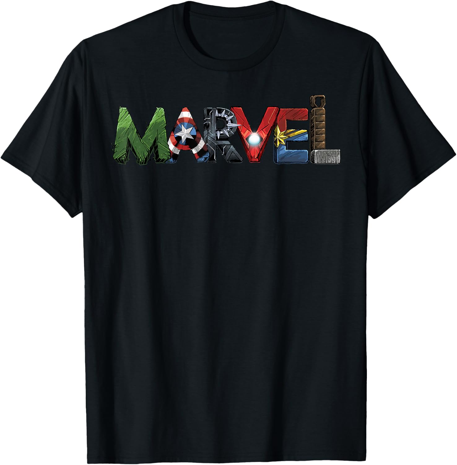 Marvel Avengers Character Text Portrait T-Shirt Small
