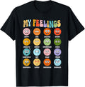Groovy Retro My Feelings Chart Funny Hippie Face Emotions T-Shirt, Small