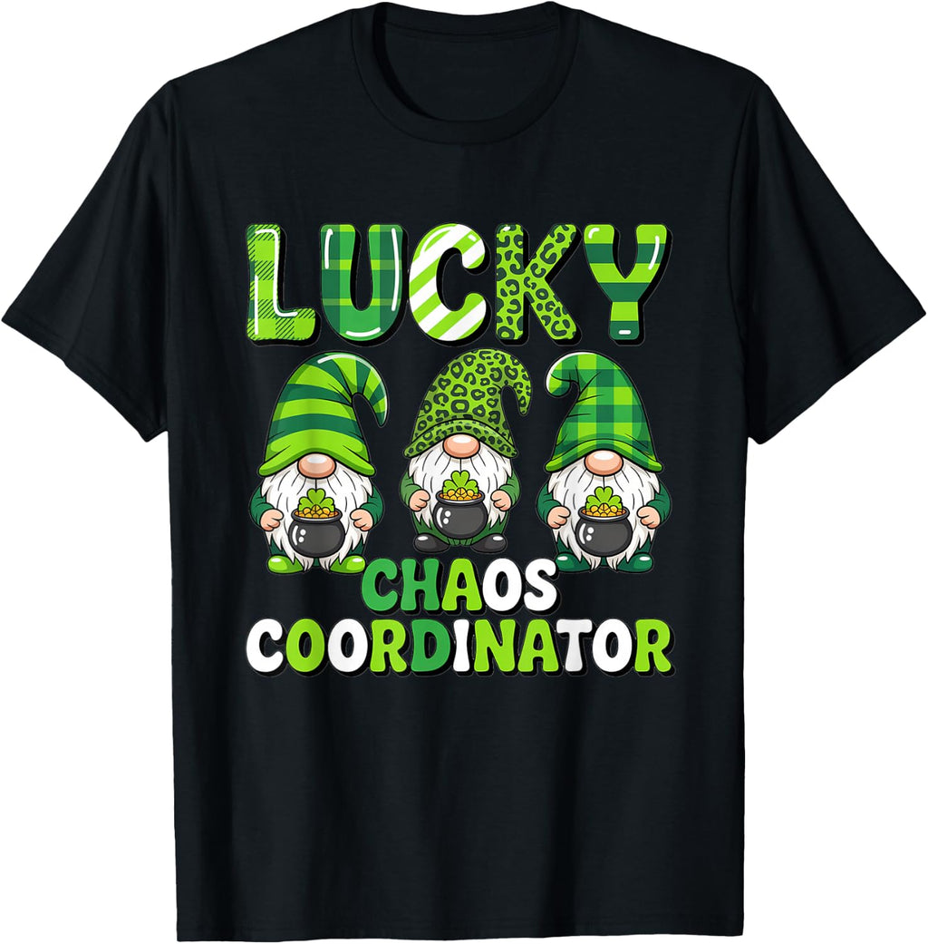 St Patrick's Day - Lucky Shamrock Leopard Gnomes Irish Women T-Shirt