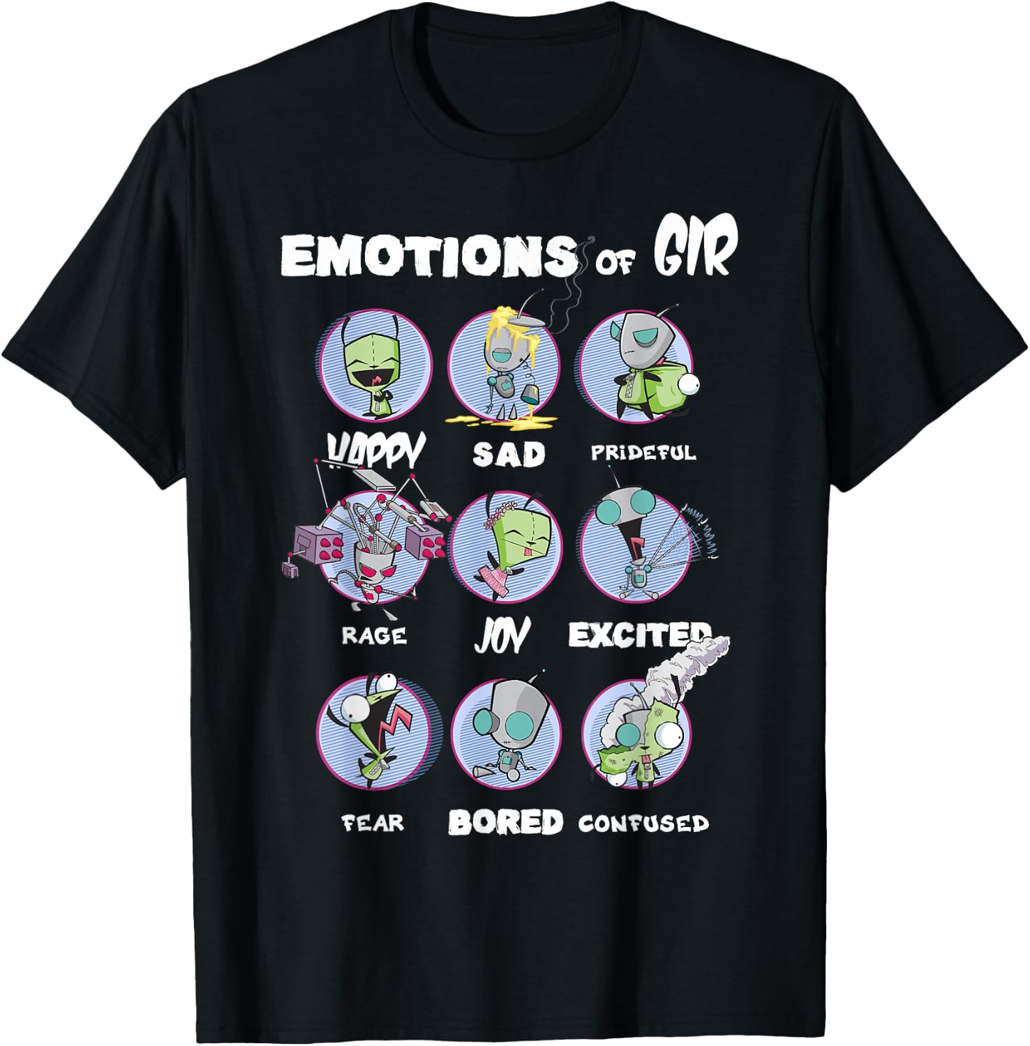 Nickelodeon Invader Zim The Many Emotions of Gir T-Shirt Tee for Men and Women