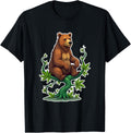 Grizzly sits on a cannabis vine 1 - Fan Fun T-Shirt
