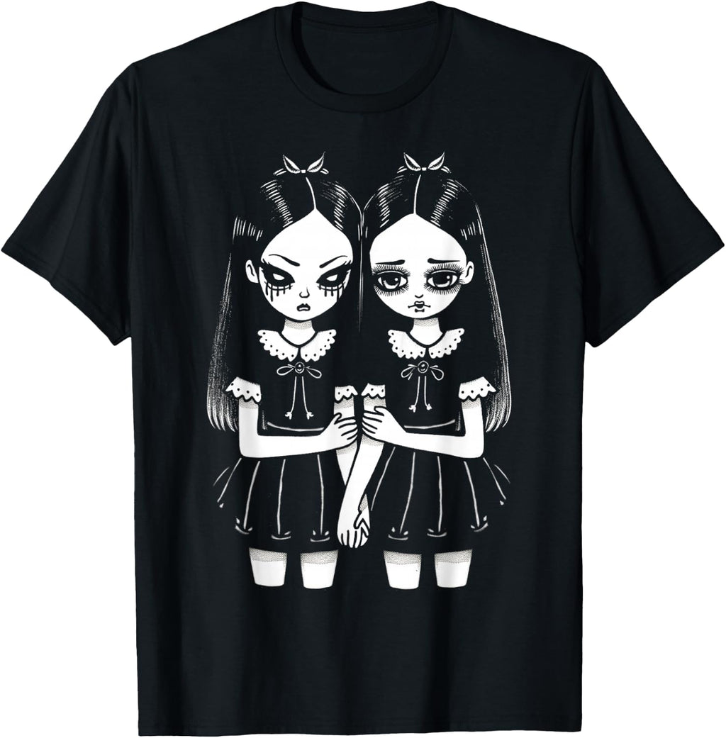 Creepy Cute Revenge and Sorrow Sister Twins Lurk in The Dark T-Shirt