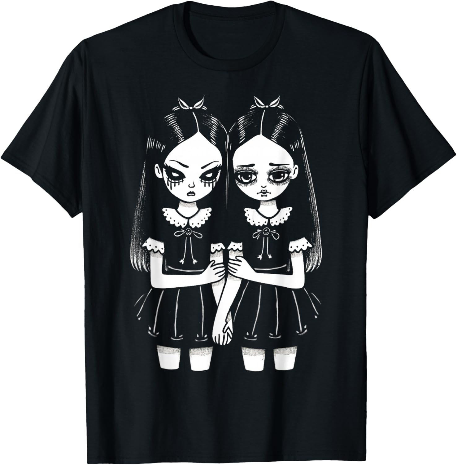 Creepy Cute Revenge and Sorrow Sister Twins Lurk in The Dark T-Shirt