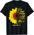 Christian I Can Do All Things Through Christ Bible Sunflower T-Shirt