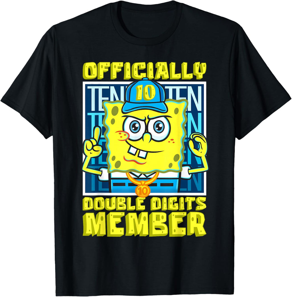 SpongeBob Officially Double Digits Member Boys 10th Birthday T-Shirt