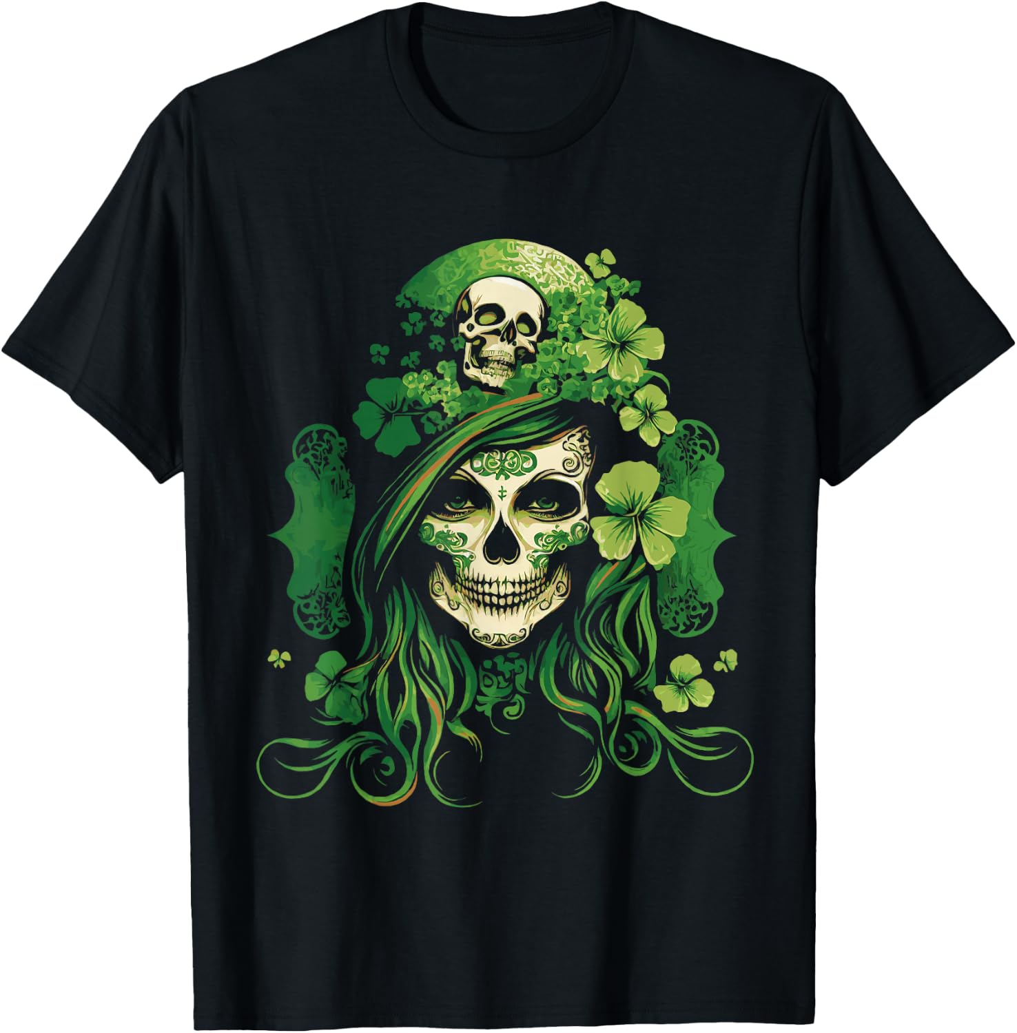 St.Patrick's Day Leprechaun Shamrock Skull Woman T-Shirt
