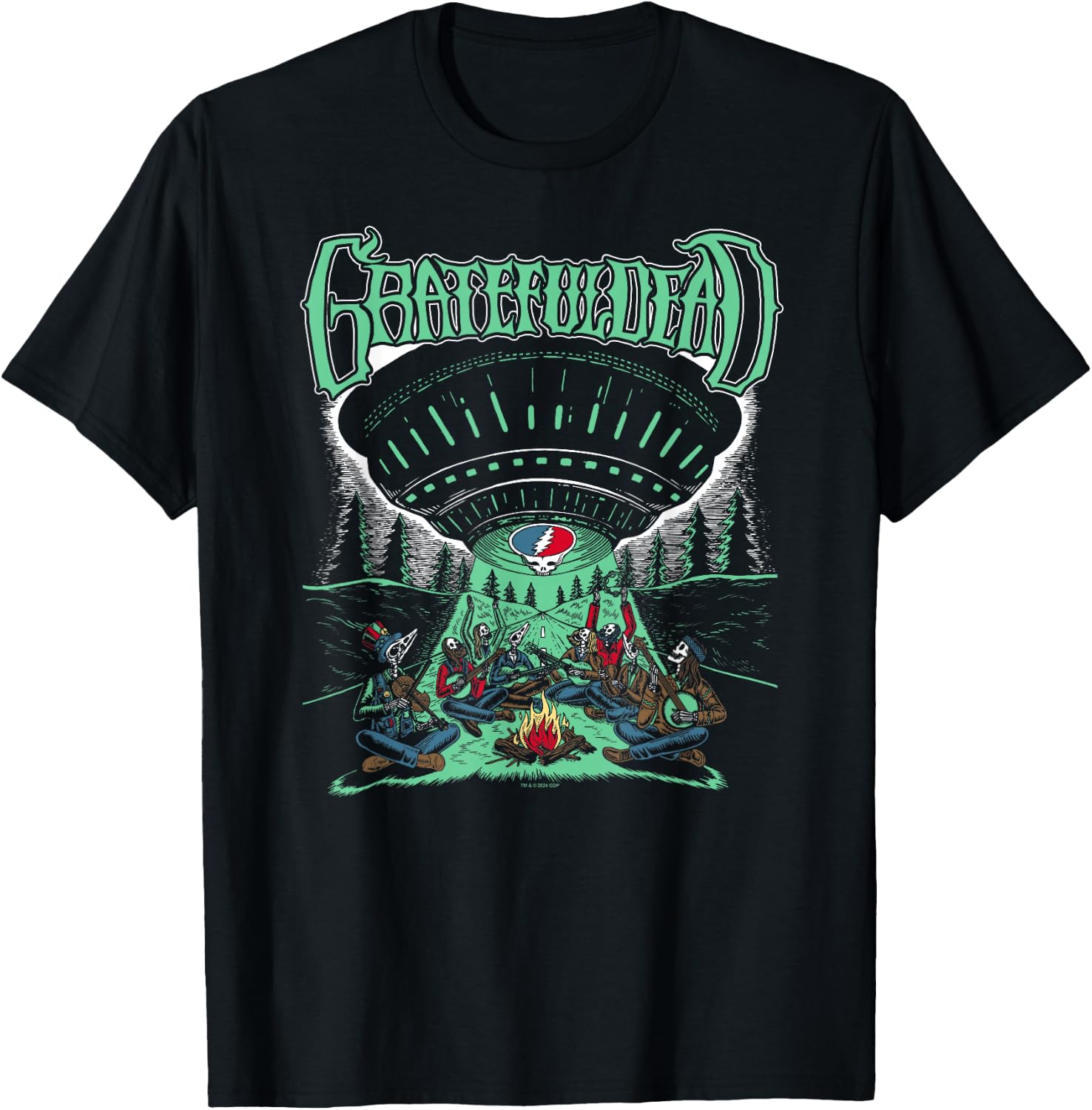 Grateful Dead Skeletons and Aliens Camping Band T-Shirt