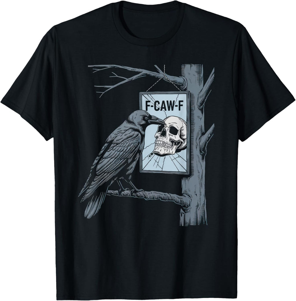 Black Crow Tshirt F Caw F Funny Black Bird Moon Gothic Humor T-Shirt