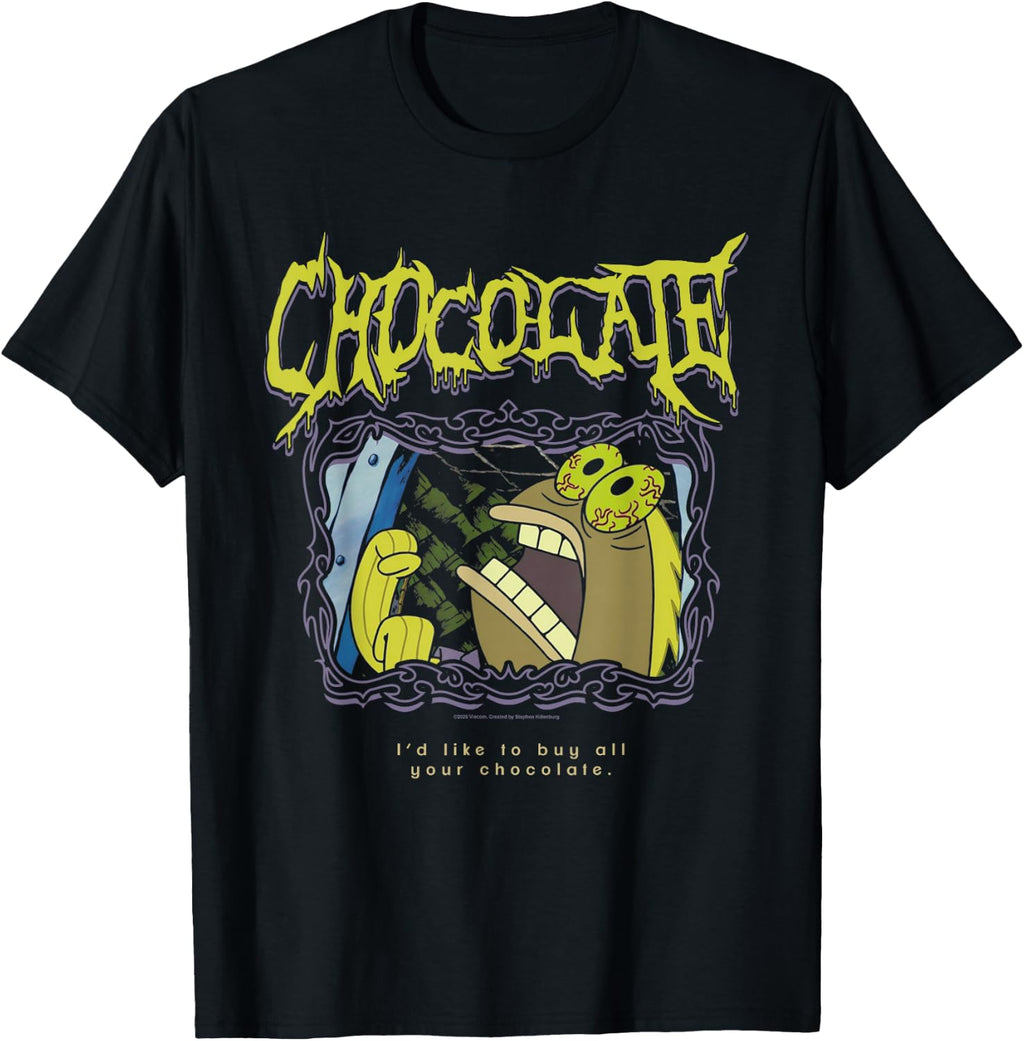 Chocolate Angry Fish Heavy Metal Text Funny Cartoon T-Shirt