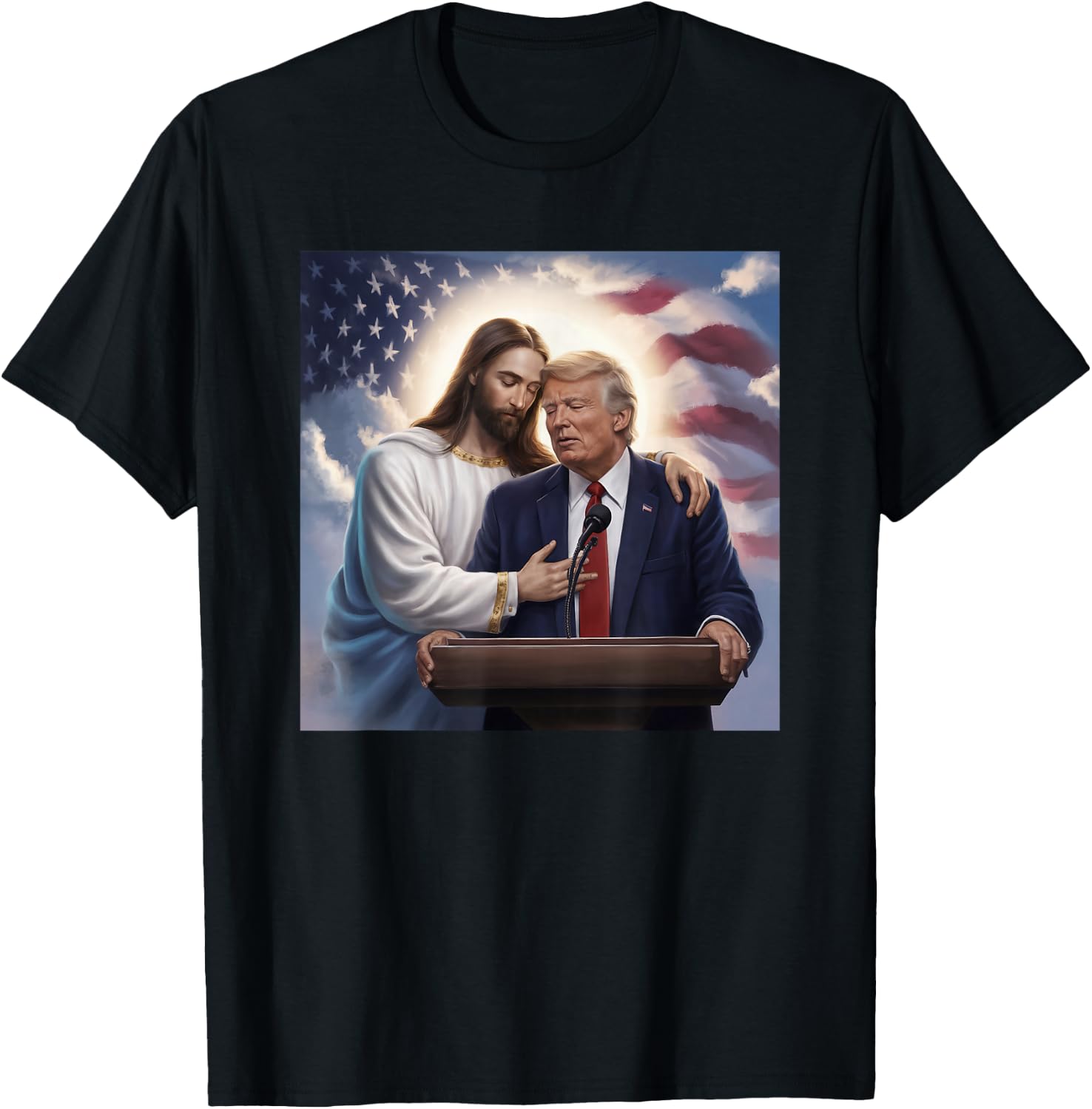 Trump & Jesus USA Patriotic President Savior Faith Pride T-Shirt
