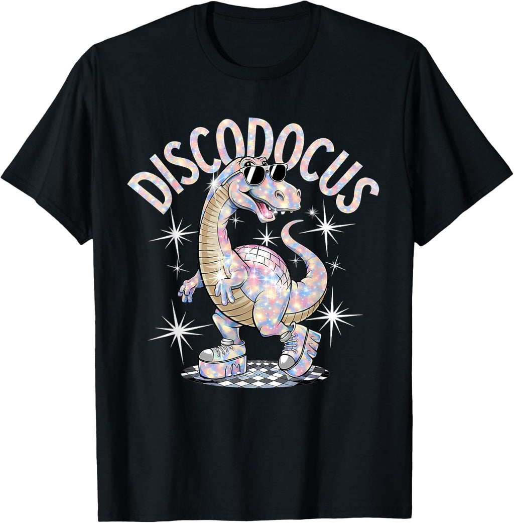 Disco Diplodocus Dinosaur Retro 70s Party Dino Funny Disco T-Shirt