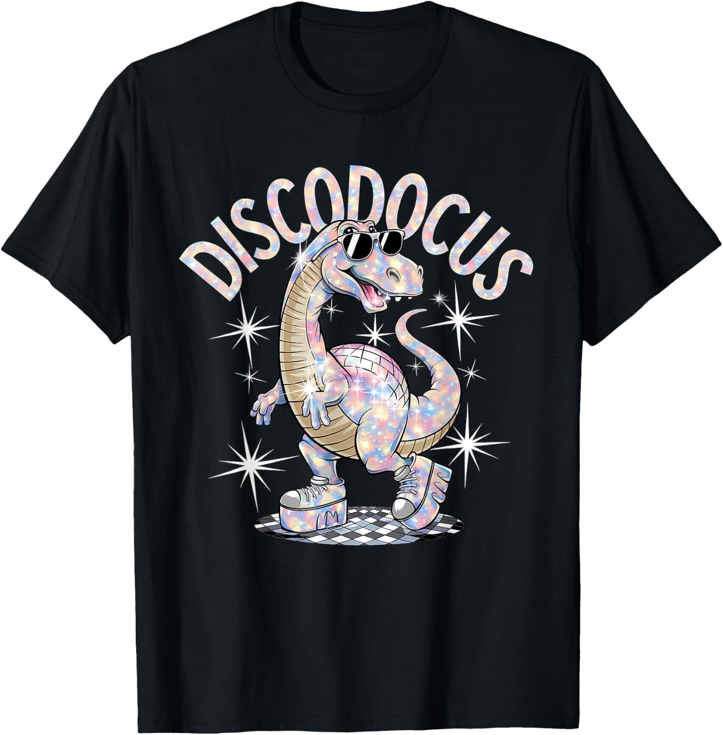Disco Diplodocus Dinosaur Retro 70s Party Dino Funny Disco T-Shirt