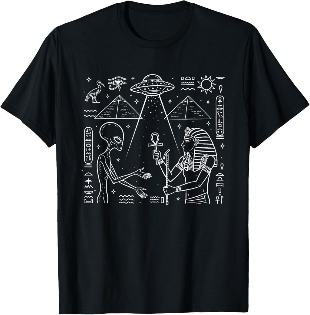 Alien & Ancient Egyptian Pyramid UFO Conspiracy Theory T-Shirt